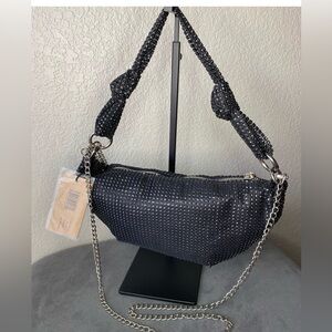 Steve Madden Rhinestone Shoulder Bag NWT Black Crystal Y2K Evening Crossbody